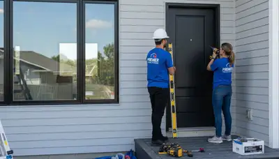 Professional door installation with vinyl siding in Cincinnati, OH by Next Level Exteriors
