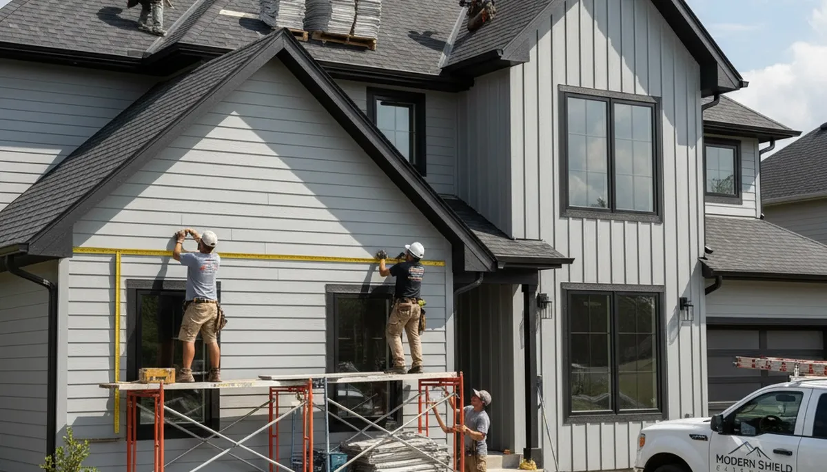 Roof installation with durable vinyl siding in Cincinnati, OH by Next Level Exteriors