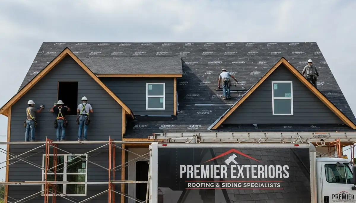 Roof installation team working on residential home in Cincinnati, OH by Next Level Exteriors