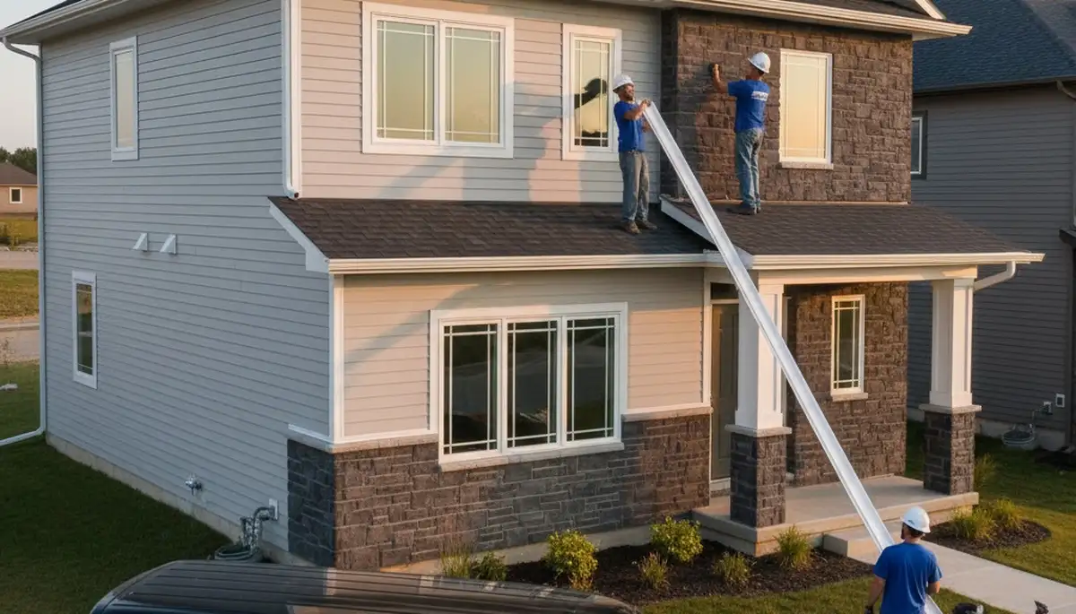 Seamless gutter installation on vinyl siding home in Cincinnati, Ohio by Next Level Exteriors