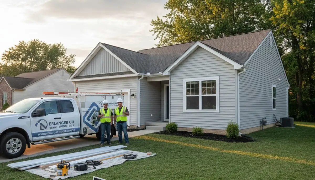 Vinyl siding installation on home exterior in Cincinnati, OH by local siding contractors