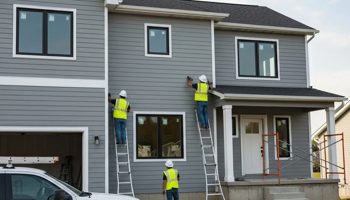 Vinyl siding installation on home exterior in Cincinnati, OH by Next Level Exteriors professionals