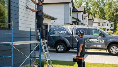 Technician repairing damaged vinyl siding on home exterior in Cincinnati, OH