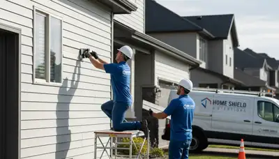 Technician repairing vinyl siding on home exterior in Cincinnati, OH