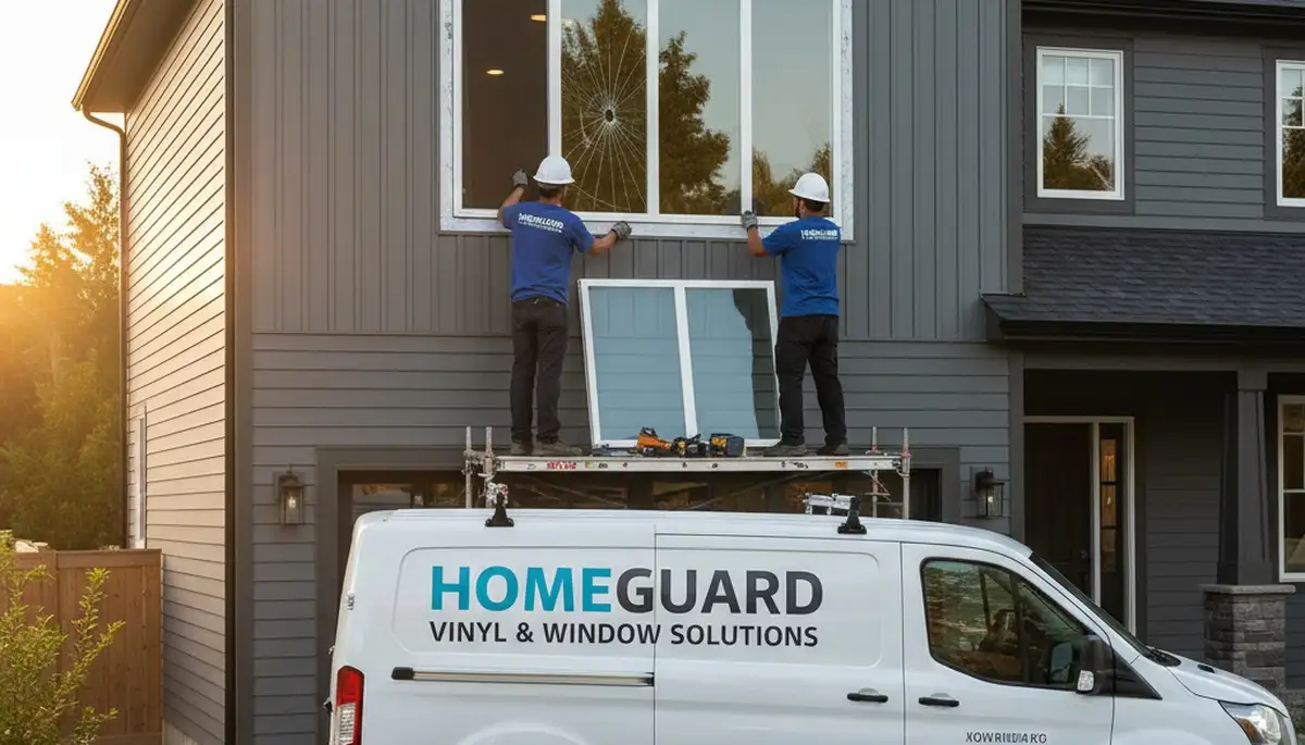 Technician repairing home window and vinyl siding in Cincinnati, OH